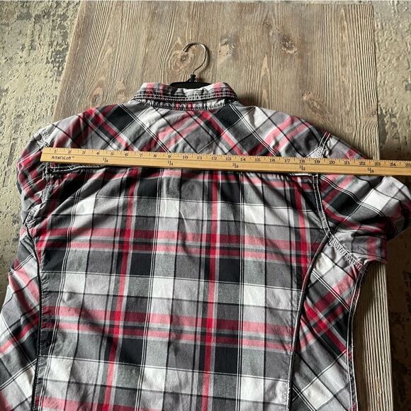 Buckle Black Plaid Topstitching Long Sleeve Button Down Tops Men’s XL - Picture 10 of 15